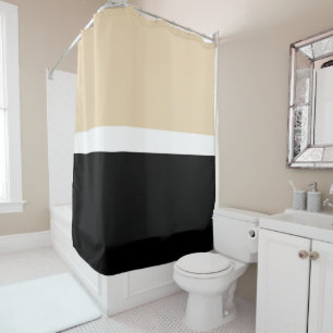 Horizontale Taupe Zwart Retro Modern Stripe Spring Douchegordijn