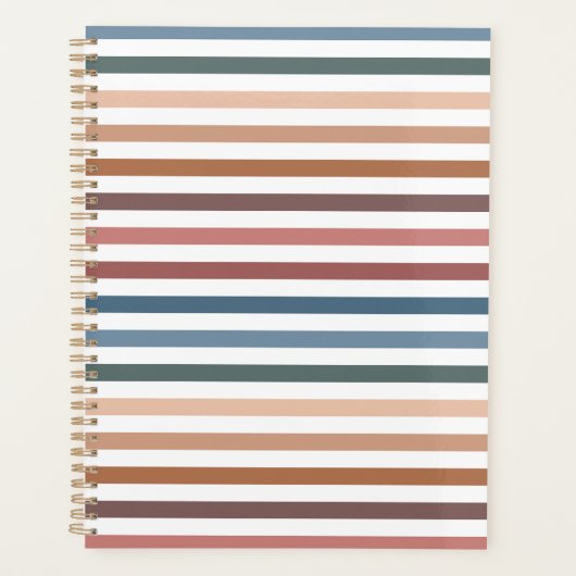 Horizontale Terracotta en Teal Strepen Planner (Voorkant)