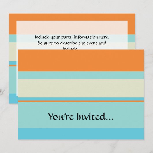 Horizontale toneelstrepen in zacht blauw en Oranje Kaart (Voorkant / Achterkant)