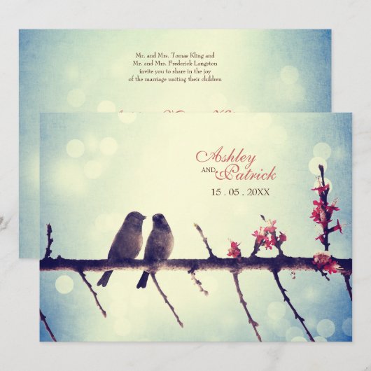 horizontale Tortelduifjes Kaart (Voorkant / Achterkant)