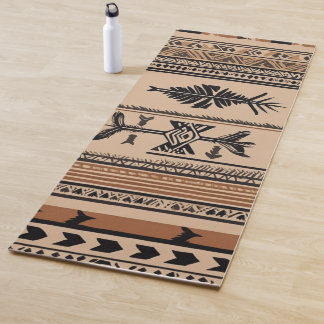 Horizontale Tribale Pijlpatroon Yoga Mat | Aards 
