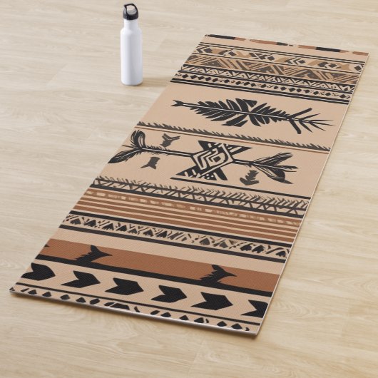 Horizontale Tribale Pijlpatroon Yoga Mat | Aards (In situ)