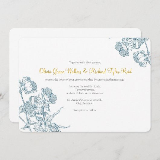 Horizontale uitnodiging van 5 x 7 inch (Voorkant / Achterkant)