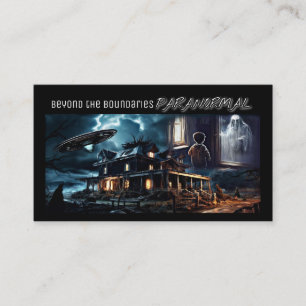 Horizontale visitekaart van Dee Paranormal met fot Visitekaartje