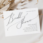 Horizontale Vrijgezellenfeest met klein script Kaart<br><div class="desc">Deze whimsical minuscule horizontale bridale doucheuitnodiging is perfect voor uw klassieke, eenvoudige zwarte en witte, minimale moderne boho-vrijgezellenfeest. Het ontwerp biedt elegante, delicate en romantische handgeschreven kalligrafie met een formele shabby chic typografie. De blik zal goed gaan met om het even welk trouwseizoen: lente, zomer, herfst, of winter! Het product...</div>