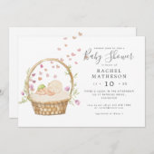 horizontale waterverf babyshower uitnodiging voor (Voorkant / Achterkant)