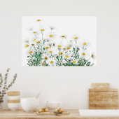 horizontale waterverf witte margaret daisy poster (Keuken)