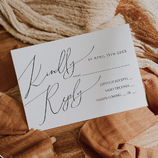 Horizontale Whimsical Script RSVP-kaart RSVP Kaartje