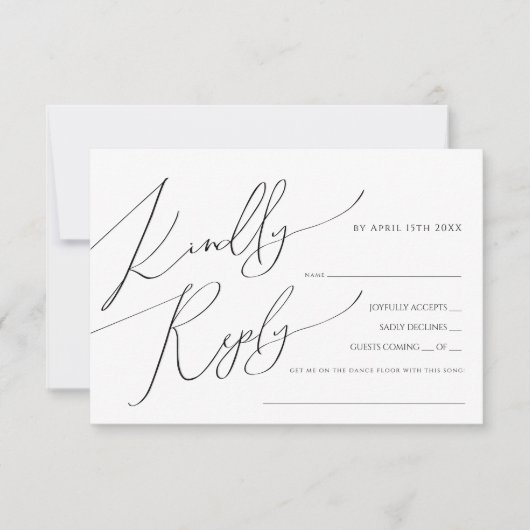 Horizontale Whimsical Script Song Request RSVP-kaa RSVP Kaartje (Voorkant)