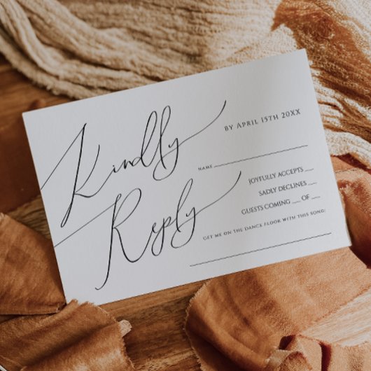 Horizontale Whimsical Script Song Request RSVP-kaa RSVP Kaartje