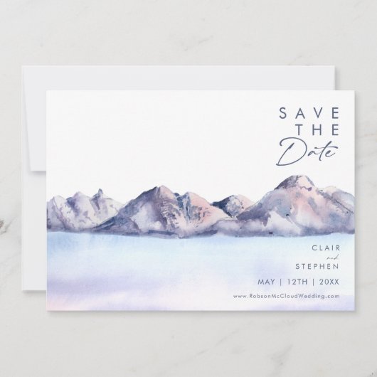 Horizontale winterberg, behalve de datum save the date (Voorkant)