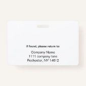 Horizontale witte ID-badge Badge (Achterkant)