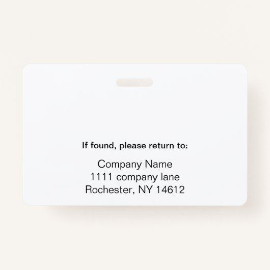 Horizontale witte ID-badge Badge (Achterkant)