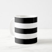 Horizontale Zwart en Wit Strepen Koffiemok (Voorkant links)