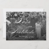 Horizontale zwart-wit platte bedankkaart (Voorkant)