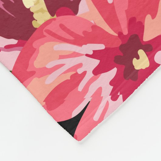 Horizontale zwart-witte strepen en bloemen fleece deken (Hoek)