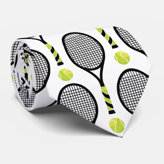 🎾 Horizontale zwarte en groene tennis 🎾 wit Stropdas (Opgerold)