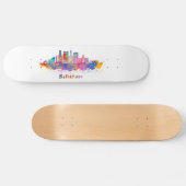 horizonte baltimore aquarel persoonlijk skateboard (Horizontaal)