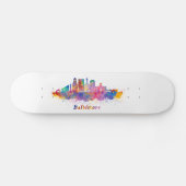 horizonte baltimore aquarel persoonlijk skateboard (Horizontaal)