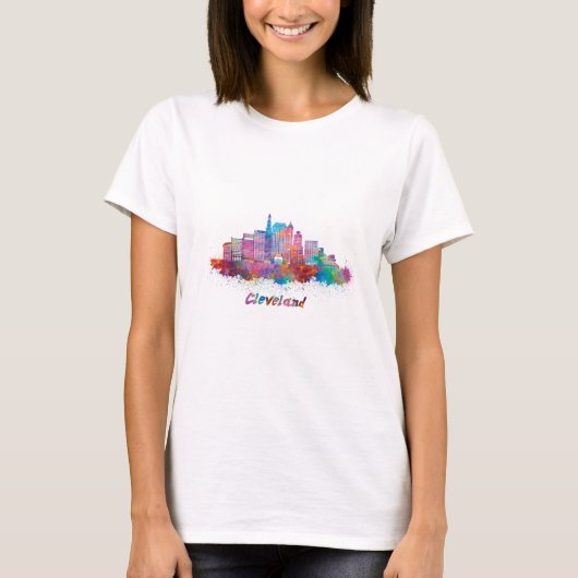 horizonte de cleveland acuarela t-shirt (Voorkant)