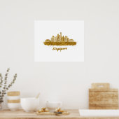 horizonte de singapur en oro poster (Keuken)