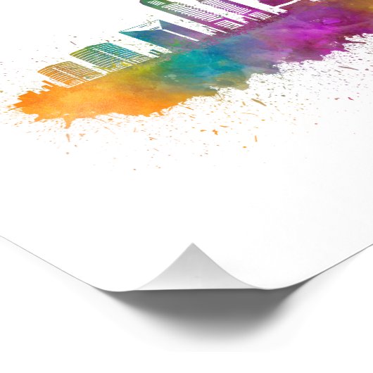 horizonte Dubai acuarela Foto Afdruk (Hoek)