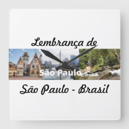 Horloge aandenken aan São Paulo Brazilië Vierkante Klok