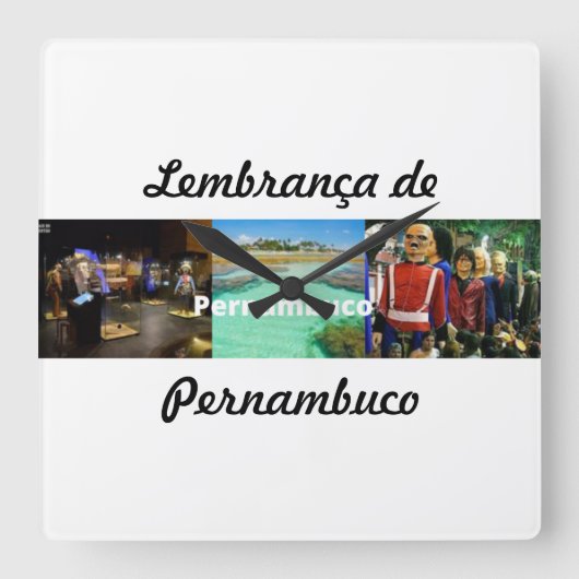 Horloge aandenken van Pernambuco Vierkante Klok (Voorkant)