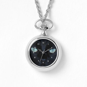 Horloge - Black Cat Green Eyes