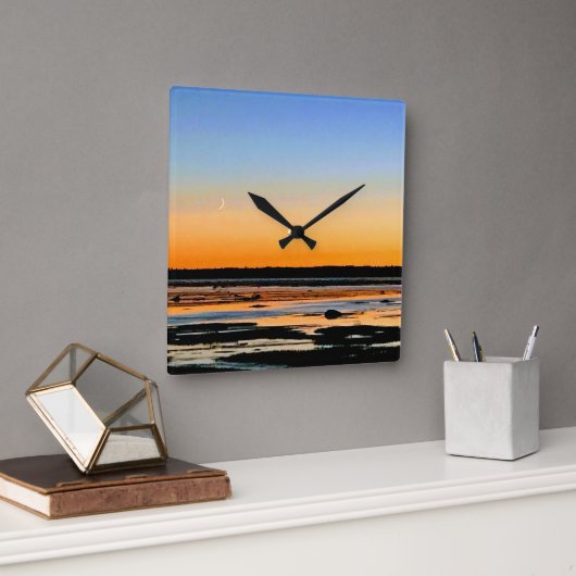 horloge carré croissant de lune vierkante klok (Kantoor)