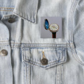 Horloge (cloisonne enamel) vierkante button 5,1 cm (In situ)