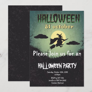 horloge en maan Halloween feest Kaart