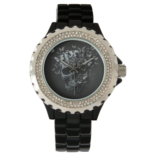 Horloge! Gothic Lady's Watch. Schedel polshorloge Horloge (Voorkant)