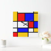 Horloge in Mondrian-stijl Vierkante Klok (Huis)