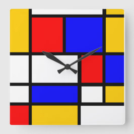 Horloge in Mondrian-stijl Vierkante Klok