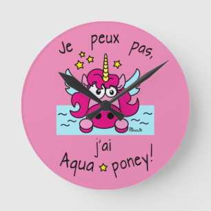 Horloge "Licorne, Aquaponey" Ronde Klok