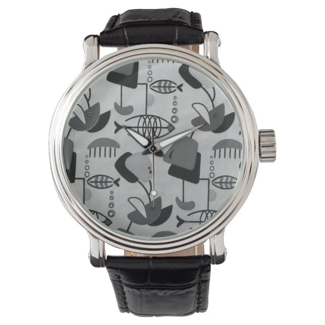 Horloge Mannen van het zwarte en witte atoompatroo (Voorkant)