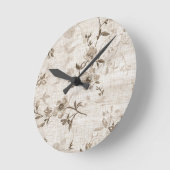 horloge met bruin bloemontwerp ronde klok (Hoek)