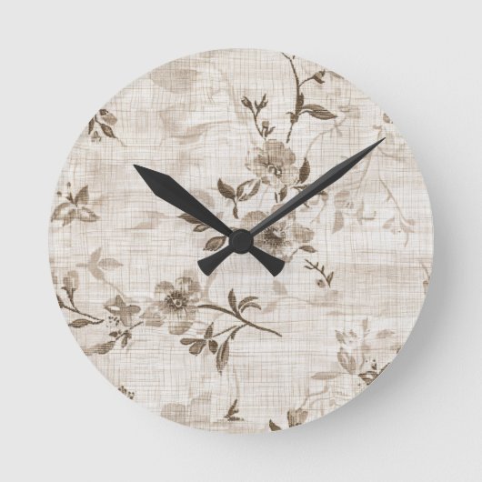 horloge met bruin bloemontwerp ronde klok (Voorkant)