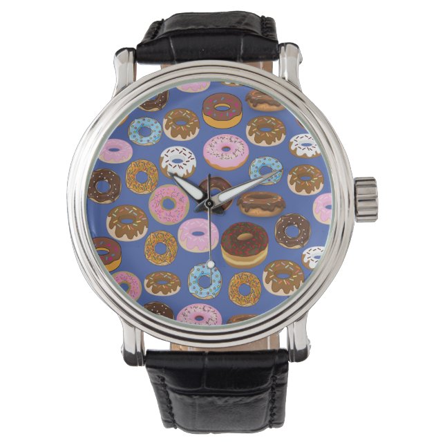 Horloge met Doughnut Blauwe Ontwerp (Voorkant)