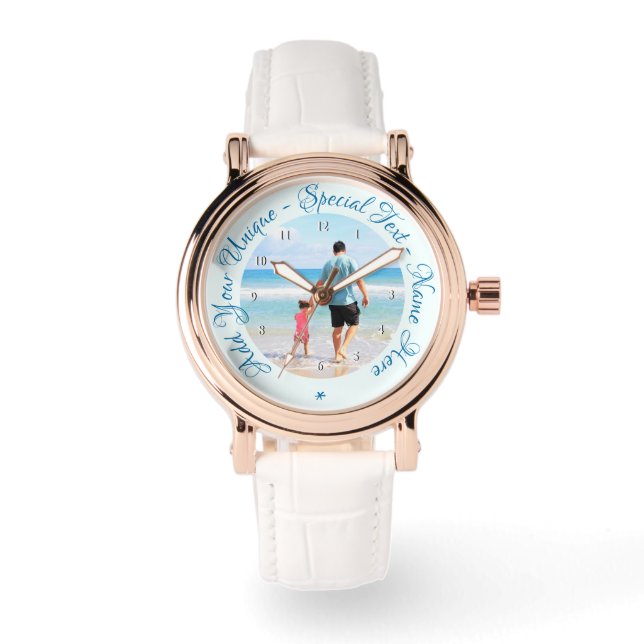 Horloge met eigen foto en tekst als cadeau (Voorkant)