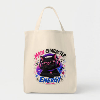 Horloge met energie van hoofdpersonage Zwarte Kat Tote Bag