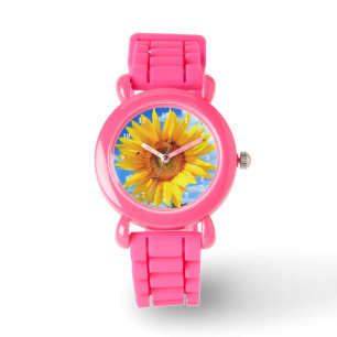 Horloge met gele zonnebloem