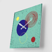 Horloge mural fonds turquoise vierkante klok (Hoek)