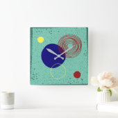 Horloge mural fonds turquoise vierkante klok (Huis)