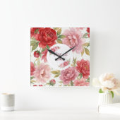Horloge murale florale Petit mot doux   Vierkante Klok (Huis)