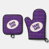 Horloge Paarse Pset Pattern Game Day Ovenwant & Pannenlap Set (Voorkant)