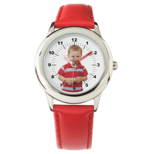 Horloge van kind - gepersonaliseerd - rood genumme (Voorkant)