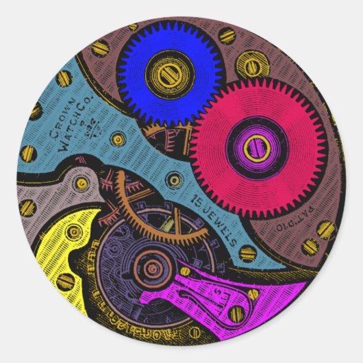  horloge-verplaatsing en tandwielen ronde sticker (Voorkant)