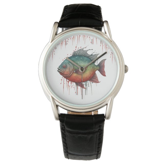 Horloge - Waterverf serie: Piranha (Voorkant)